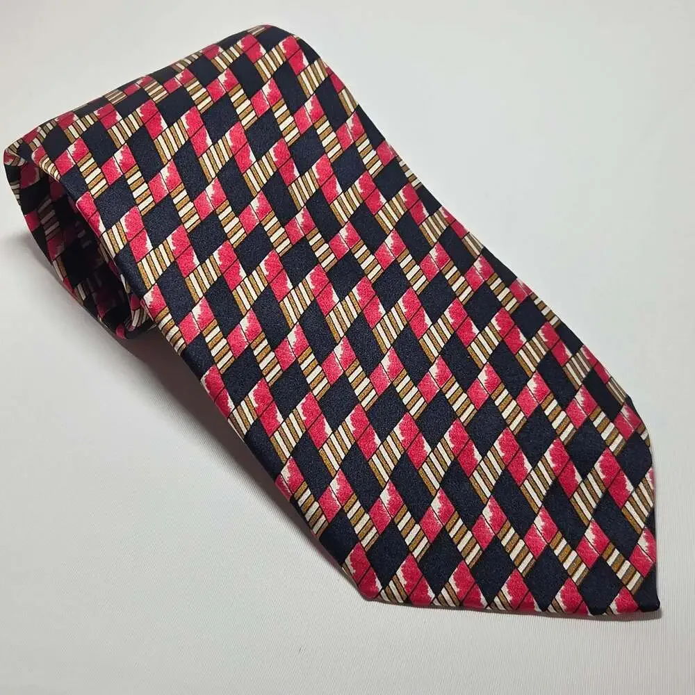 Guy Laroche Couture Geometric Red/Black/Gold Design Tie 3.75x57